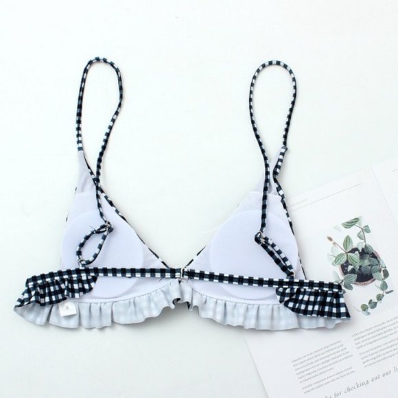 LAST CALL!🖤Black Plaid🖤 Ruffled 2-Piece Bikini - Picture 6 of 11